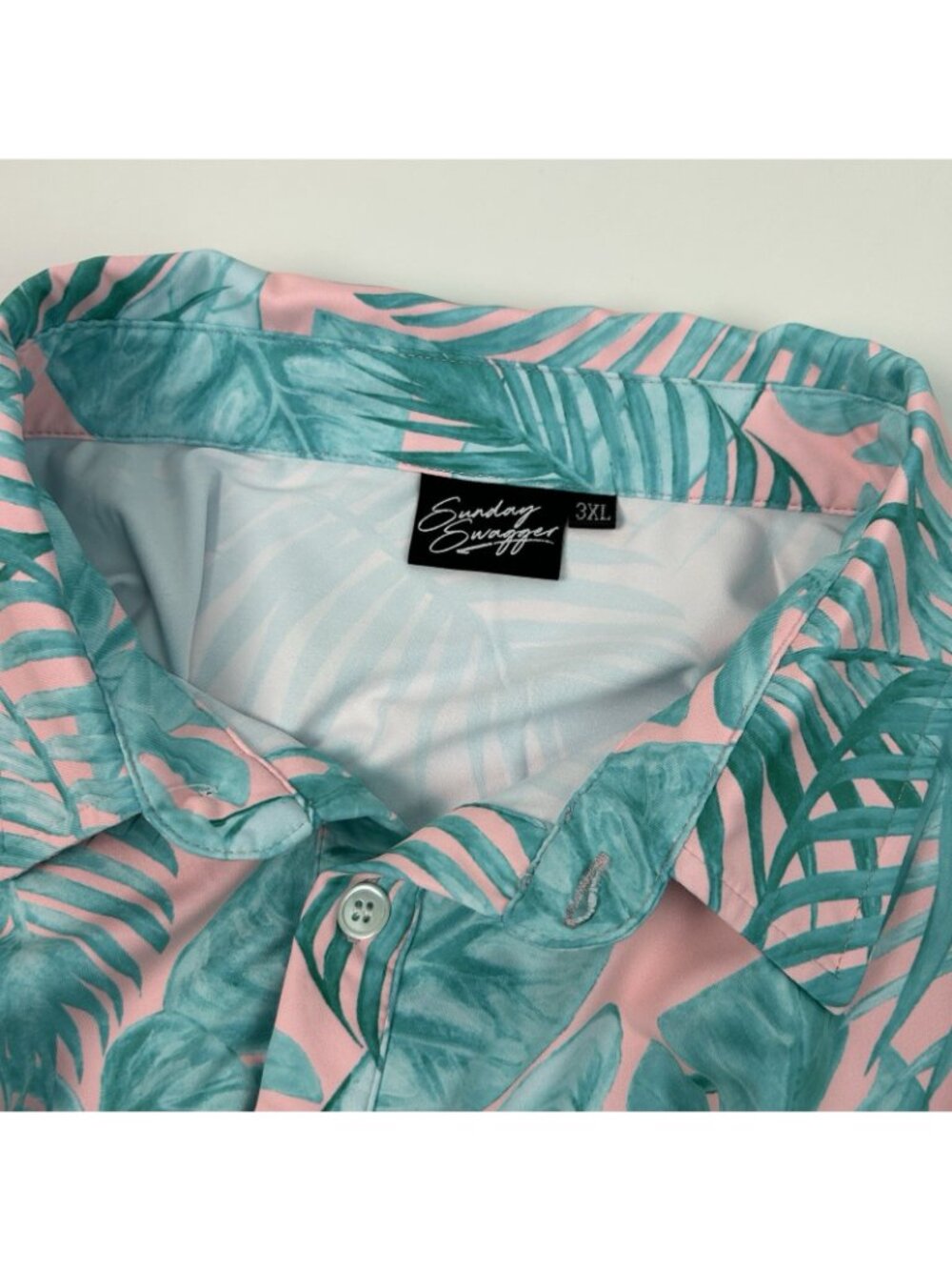 Sunday Swagger Polo Shirt Mens 3xl Pink Tropical Leaf The Keys Golf Performance - Picture 6 of 10